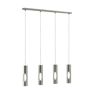 EGLO Ceratella 4‑Light Linear LED Pendant – Satin Nickel, Warm Glow for Dining Spaces