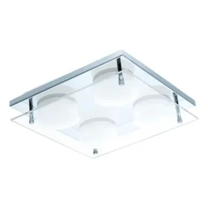 EGLO Abiola Quad LED Ceiling Light – Compact 22×22 cm Square, 1800 lm Warm White