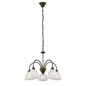 EGLO Dionis – Rustic Chandelier with Alabaster Glass Shades