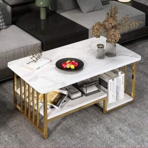 Marble Pattern Coffee Table – Spacious Living Room Center Table