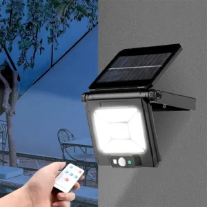 750-Lumen Solar Wall Light – Motion Sensor, Dual Power & IP65 Weather Security